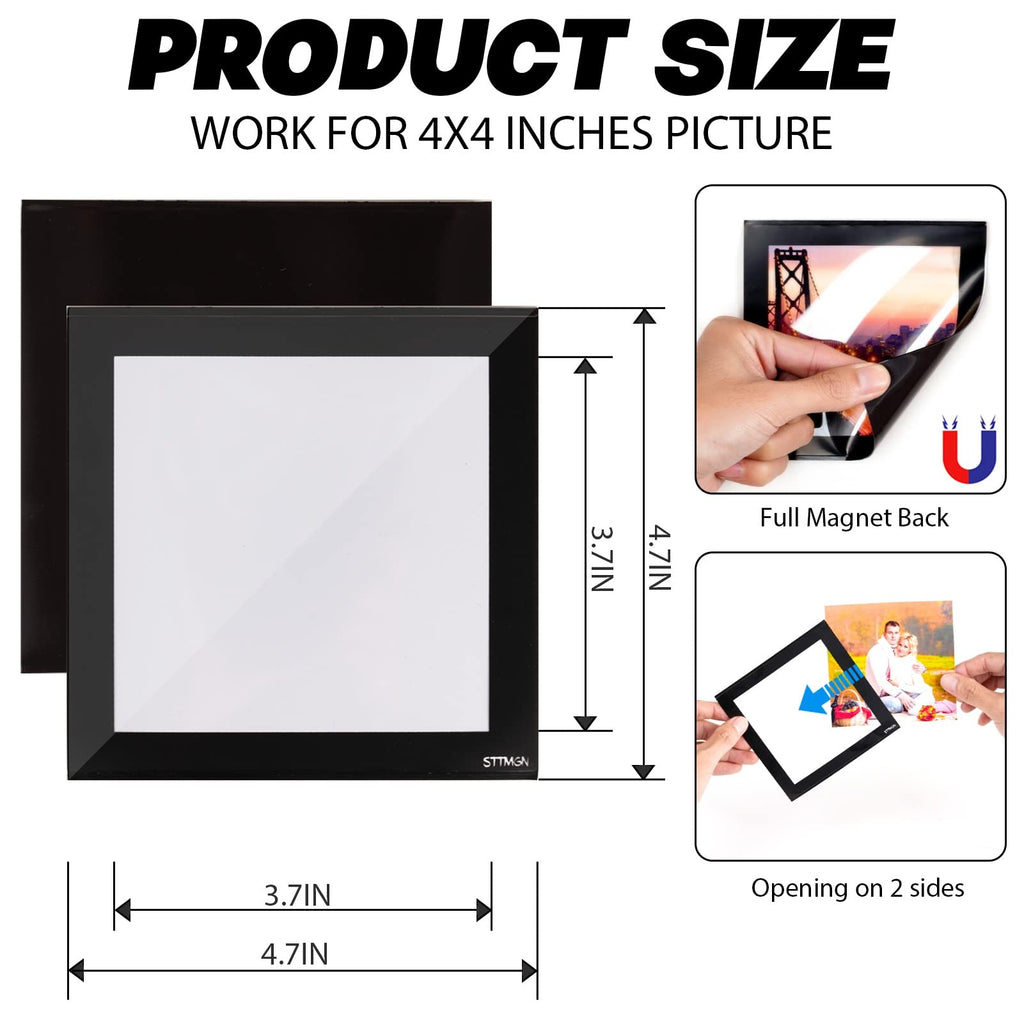 STTMGN Magnetic Picture Frames with Black Border(2.5"X3.5",12 Pack),Mini Wallet Size Magnet Photo Sleeves Pockets/Holder,Decorations for Home/Office/School/Classroom/Party