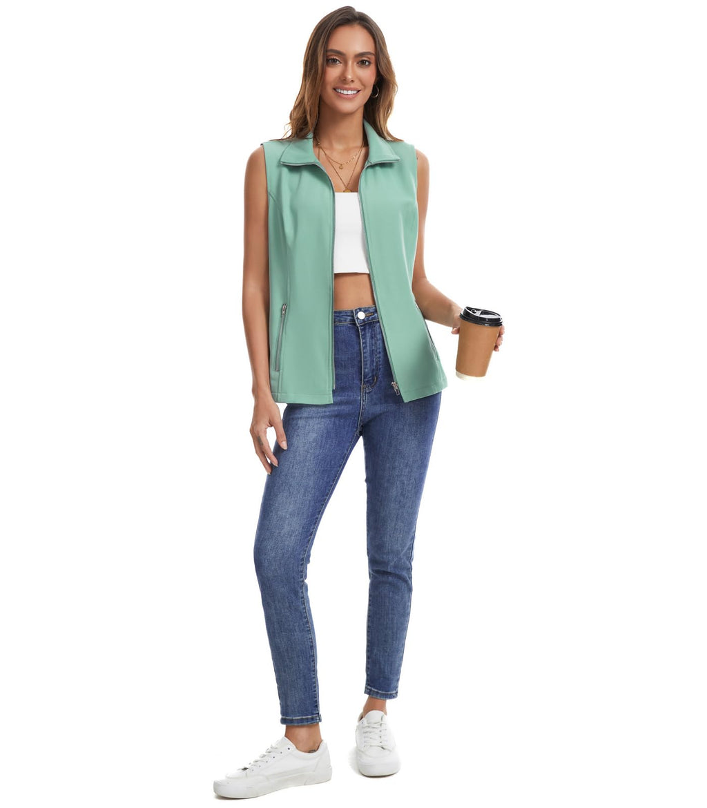 MISS MOLY Women's Lightweight Vest Casual Zip Up Utility Vest Hiking Golf Sleeveless Jackets with Pockets