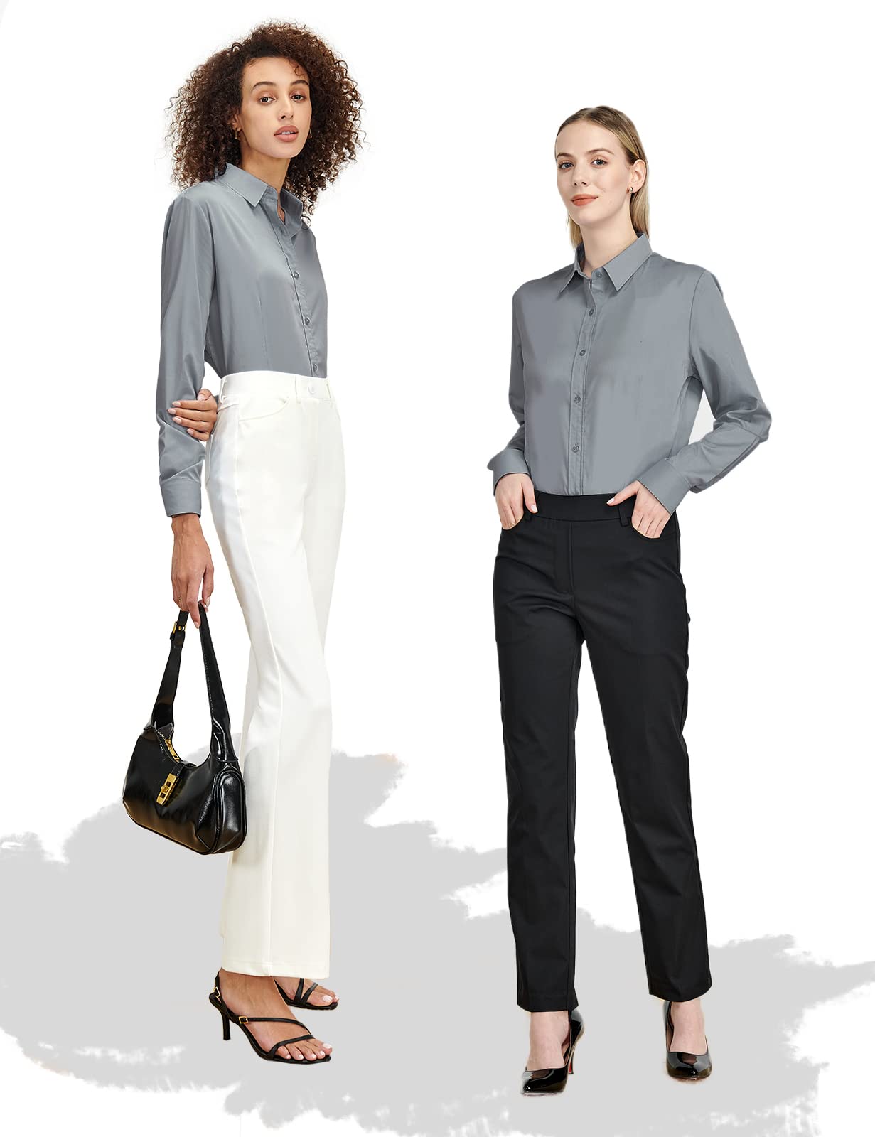 Tapata Womens Bodysuit Blouse Button Down One-Piece Long Sleeve Solid Office Work Shirt Casual Tops