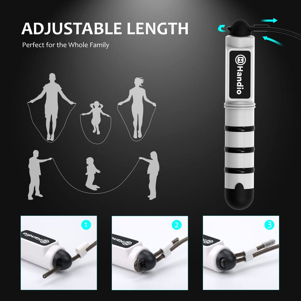 Jump Rope, H Handio Jump Rope with Counter, Workout Jumping Rope with Steel Ball Bearings, Adjustable Length Speed Skipping Rope for Men Women Kids Home Gym, Crossfit, Fitness Exercise