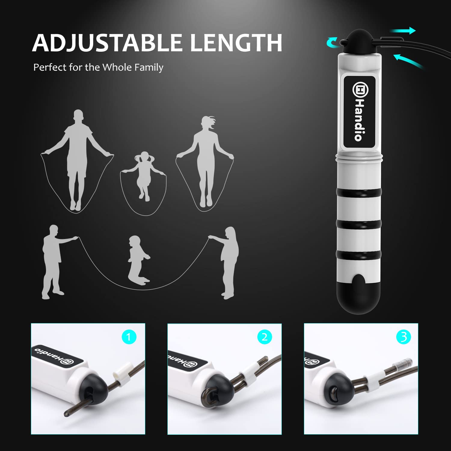 Jump Rope, H Handio Jump Rope with Counter, Workout Jumping Rope with Steel Ball Bearings, Adjustable Length Speed Skipping Rope for Men Women Kids Home Gym, Crossfit, Fitness Exercise