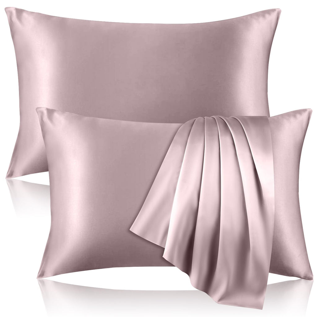 2 Pack 100% Pure Silk Pillowcase for Hair and Skin, Both Sides Mulberry Silk Pillowcases with Hidden Zipper, Cooling Pillowcase 19 Momme, 600 Thread Silk Pillow Cases Standard Size, Apricot