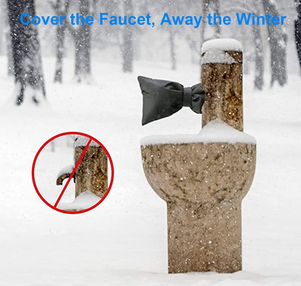 Outdoor Faucet Covers for Winter Freeze Protection, Upgraded Thicken 8.5" H x 6.1" W Outside Garden Faucet Socks for Winter Waterproof Reusable Hose Bibs Insulated Spigot Cover, 2 Pack Black