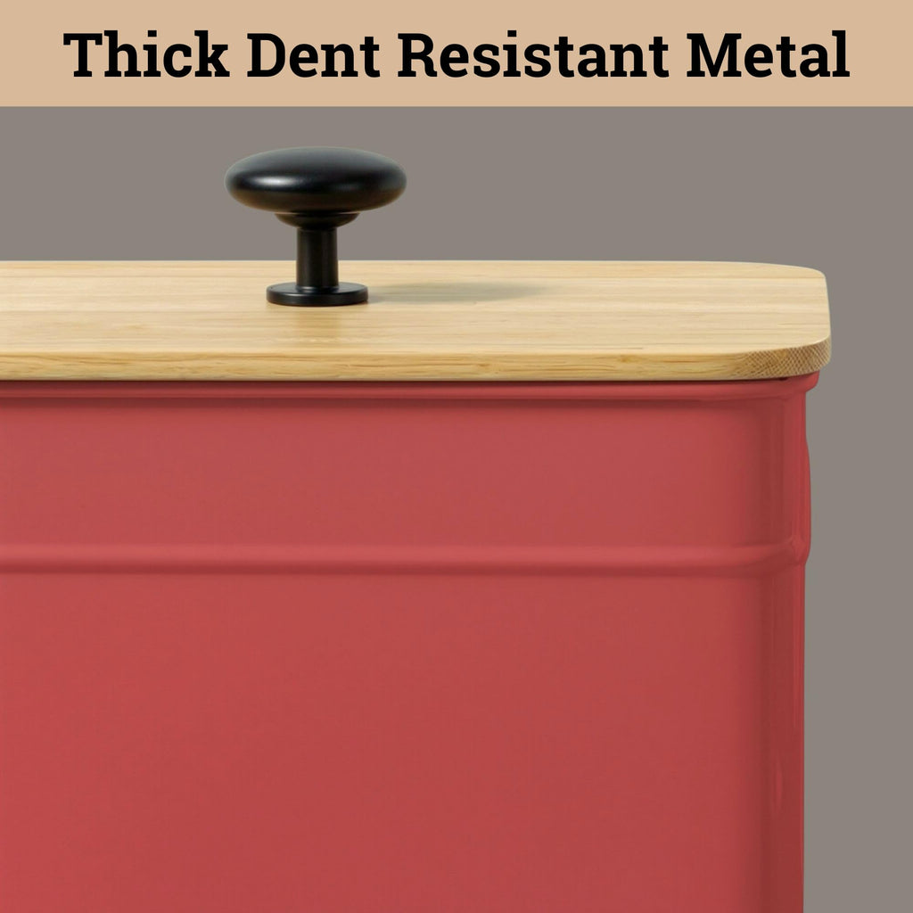 Kitchen Canisters for Countertop Set of 4 w/ Chalkboard Labels & Marker Pen | Airtight Easy Open Bamboo Lids, Dent-Resistant Thick Metal, Customizable Chalkboard Labels, Marker Pen Included, Set of 4
