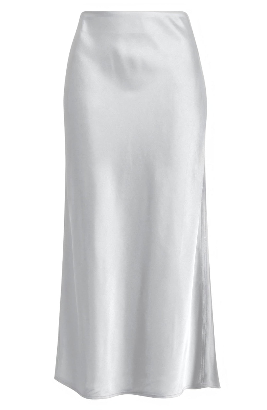 Women's Solid Satin High Waist Midi Long Skirt Hidden Elastic Waistband Skirt for Women-Made in USA