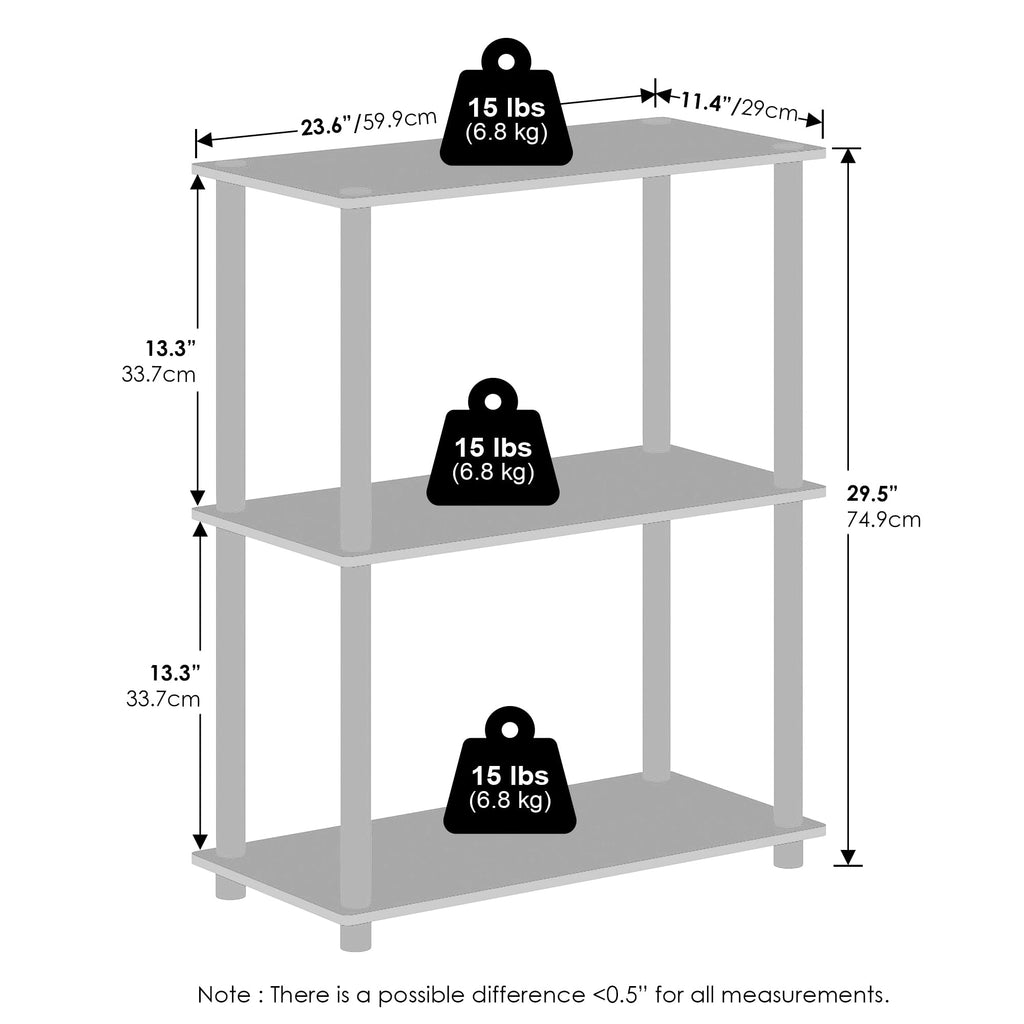Furinno Turn-N-Tube Book Shelf, 4-Tier Bookshelf, Bookcase with Multipurpose Compact Display Rack, 11.6 x 23.6 x 43.2, for Living Room, Bedroom, Home Office, Americano/Black