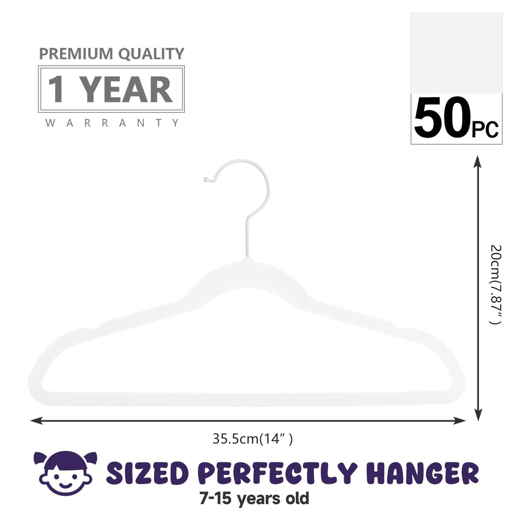 MIZGI Baby Velvet Hangers,Non-Slip Kids & Toddler Hangers,11.8 Inch Hangers for Baby Clothes,Pack of 50(Black/Black)