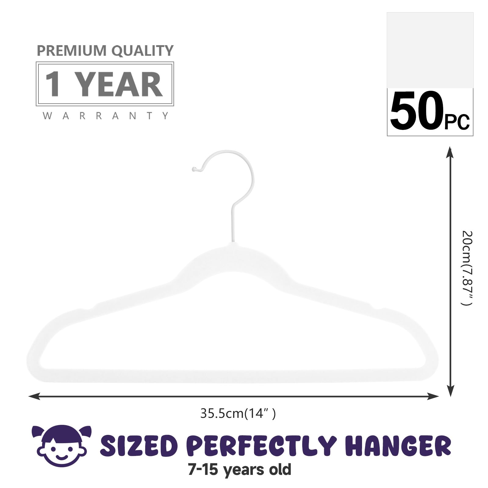 MIZGI Baby Velvet Hangers,Non-Slip Kids & Toddler Hangers,11.8 Inch Hangers for Baby Clothes,Pack of 50(Black/Black)