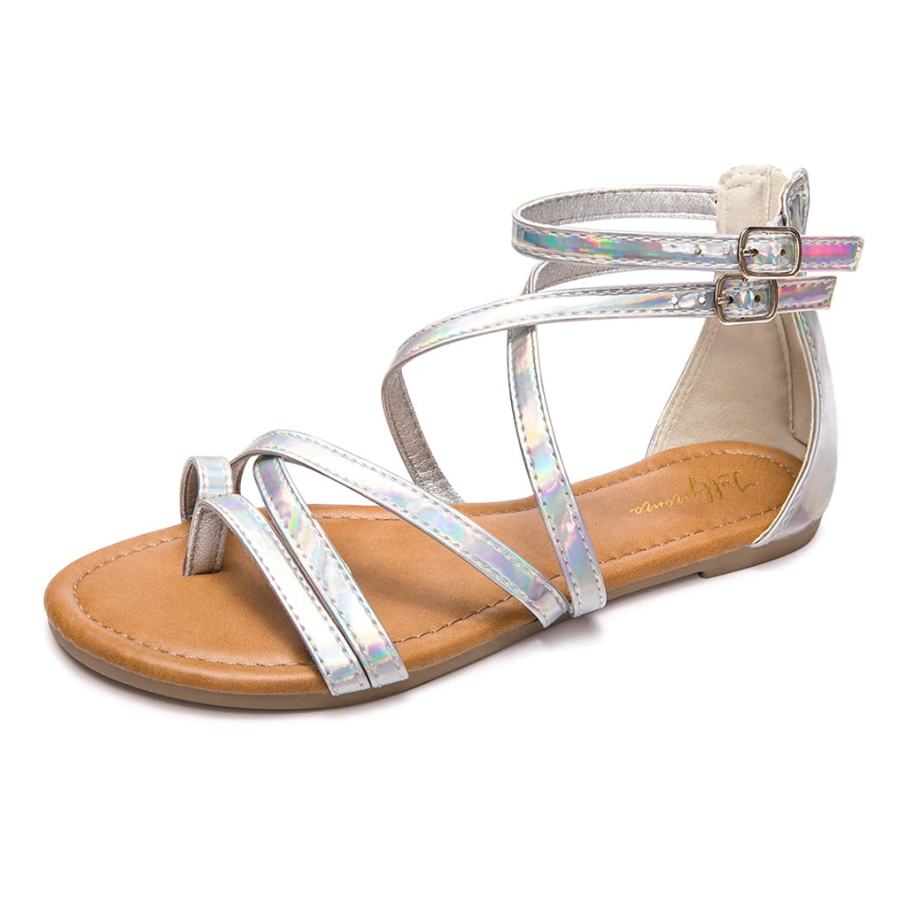 Luffymomo Women's Gladiator Strap Sandals Flat Fisherman Thong Cross Strappy Sandals