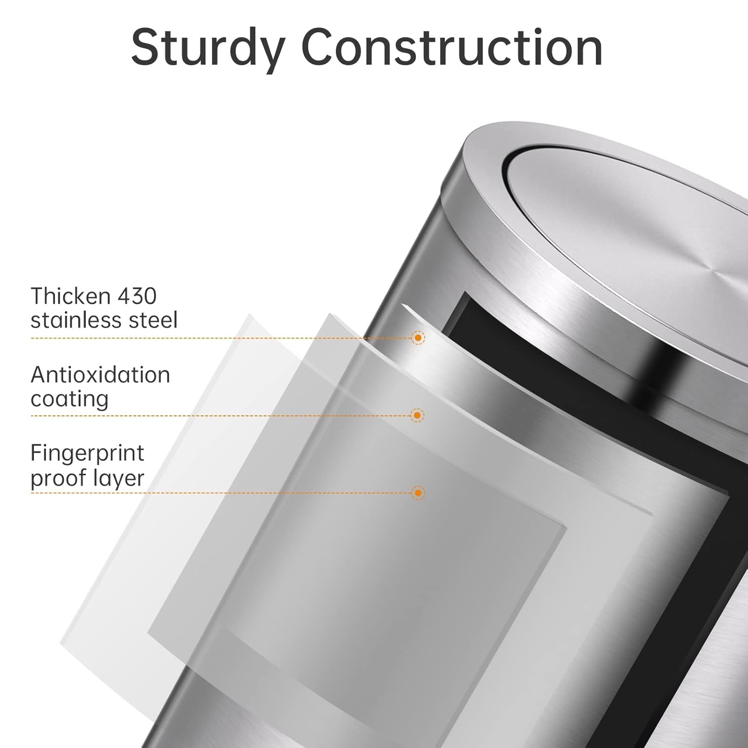Mini Trash Can with Lid, Desktop Small Trash Can Recycling Bin Cute Metal Garbage Can for Tabletop Countertop Use,Stainless Steel 0.4Gal/1.5L Waste Bin for Office Parlor Car Bedroom,Swing Lid Open
