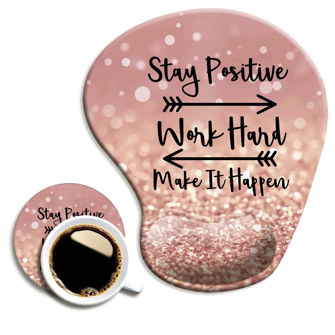 DOOKE Ergonomic Mouse Pad with Wrist Support and Coaster,Mouse Pads with Non-Slip PU Base for Home Office Working Studying Easy Typing & Pain Relief Aesthetic Art