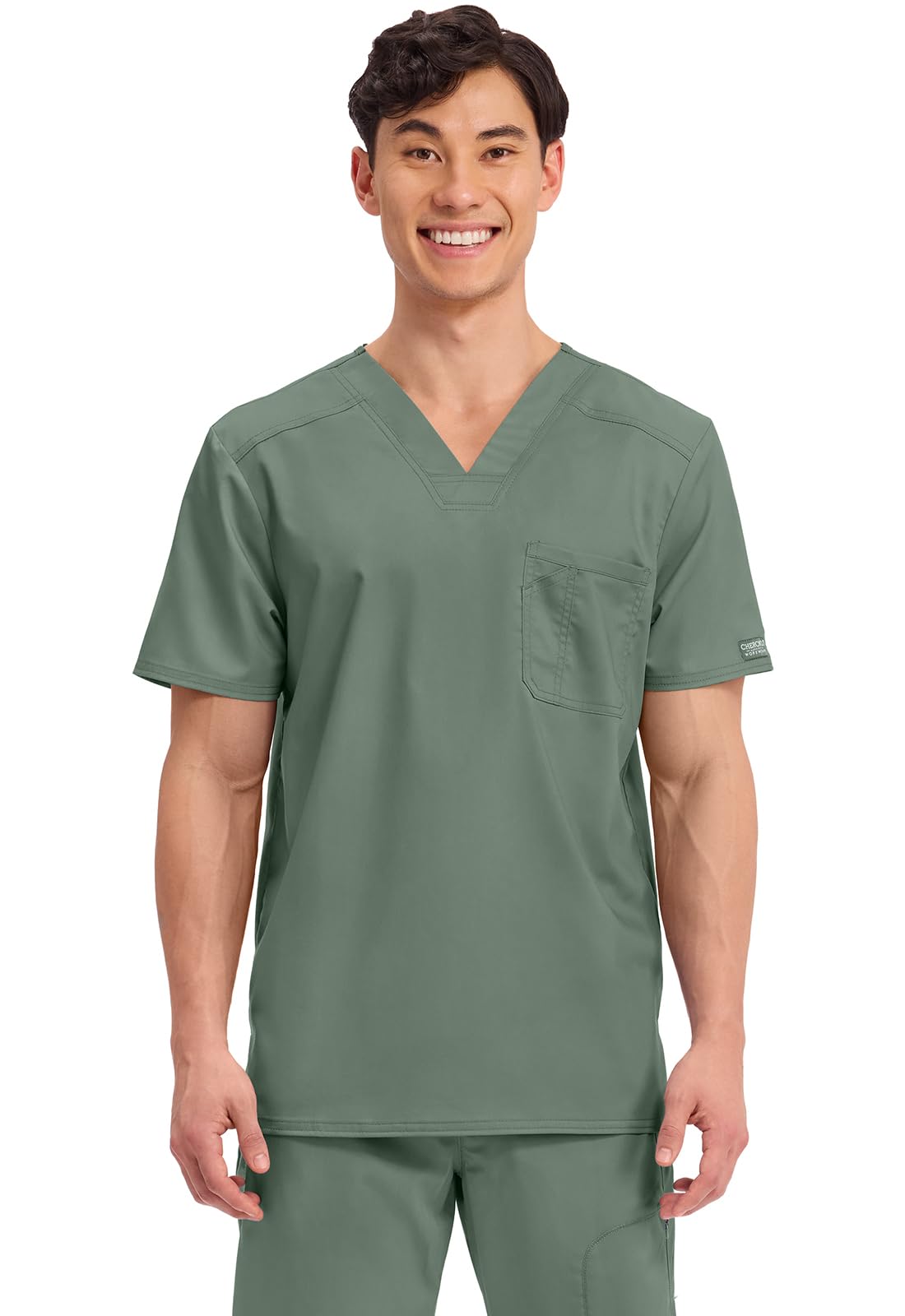 Cherokee Scrub for Men's Tuckable V-Neck Top with 1 Chest Pocket, Pen Slot, Ultra Soft, Durable, 2-Way Stretch Fabric- WW690
