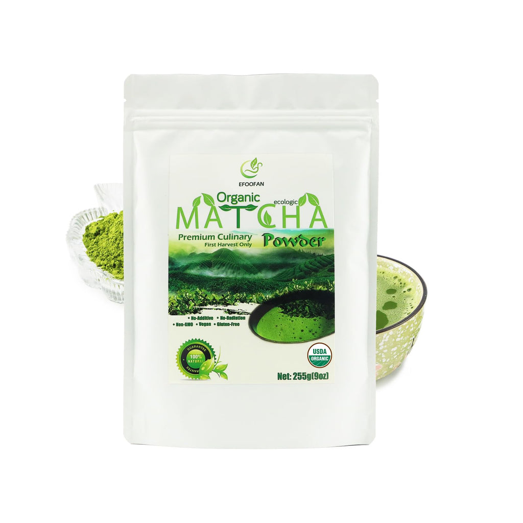 EFOOFAN USDA & COR Certified Organic Ceremonial Grade Matcha Powder – First Harvest Shade-Grown Tencha from Hangzhou, Vibrant Jade Green & Smooth Umami, No Sugar, Ideal for Traditional Tea or Latte (45g Tin)