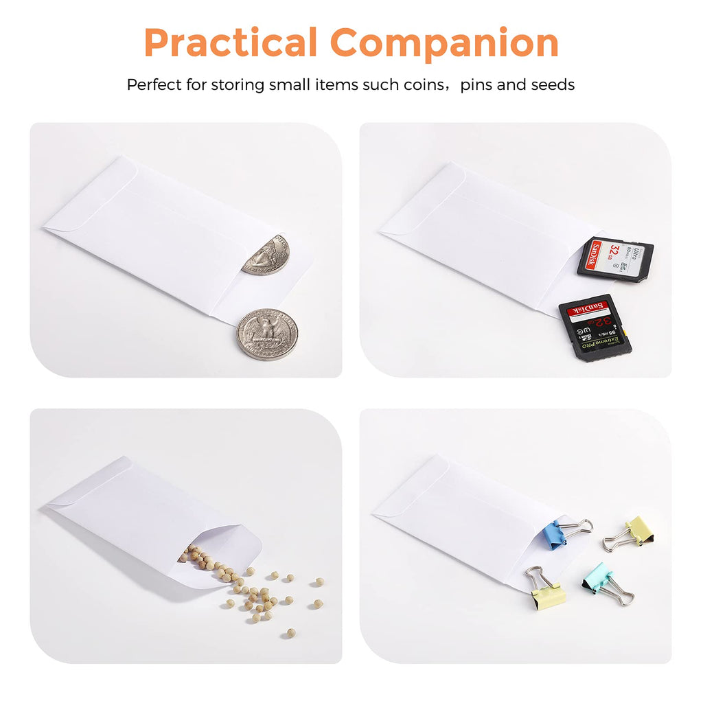 ACSTEP 500 Pack Coin and Small Parts Envelopes #1 Tip Envelope 2-1/4 X3-1/2 Mini Envelope with Gummed Flap for Home, Garden or Office Use(Black)