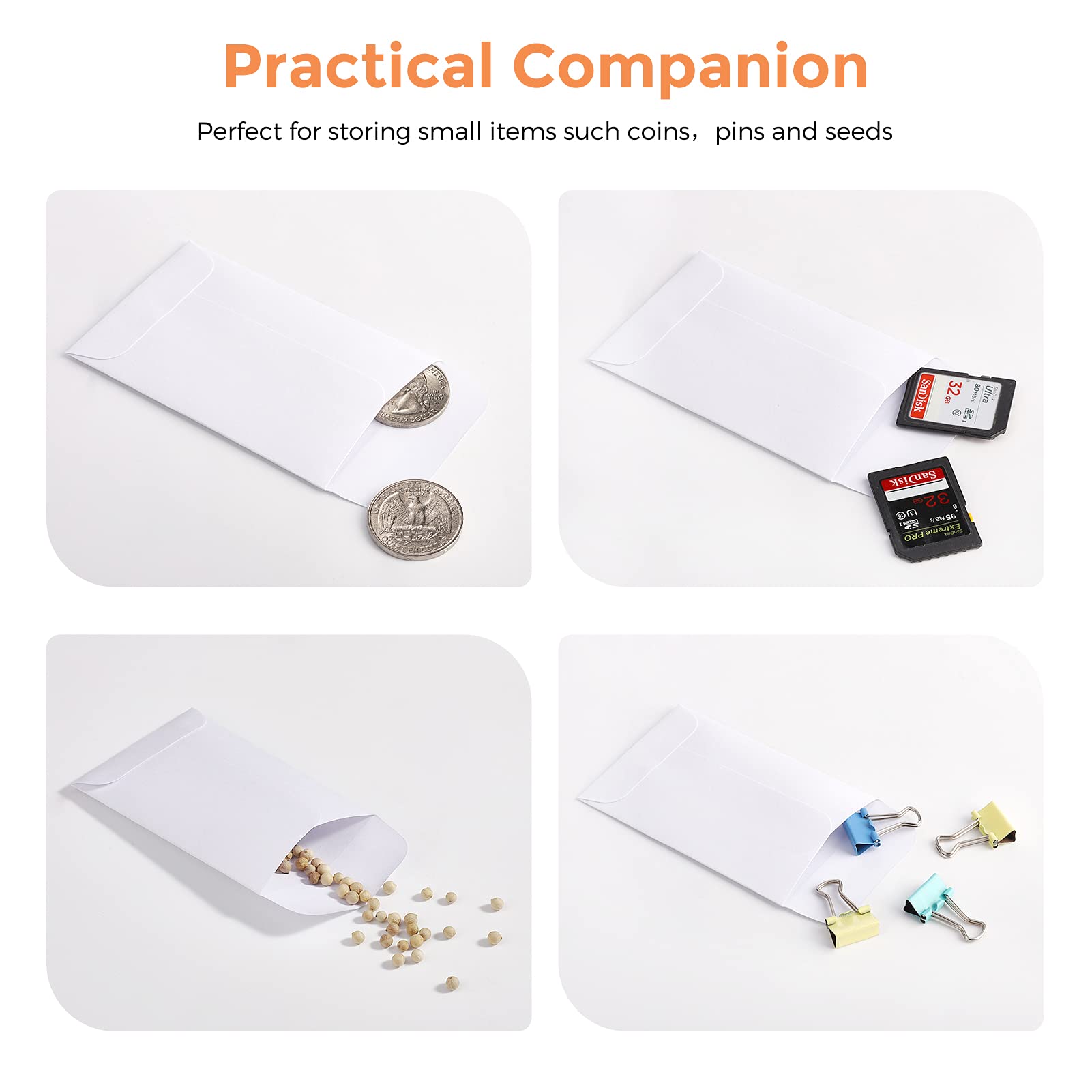 ACSTEP 500 Pack Coin and Small Parts Envelopes #1 Tip Envelope 2-1/4 X3-1/2 Mini Envelope with Gummed Flap for Home, Garden or Office Use(Black)