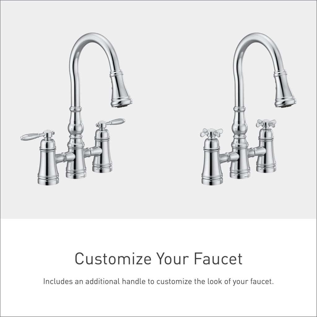 Moen Brushed Gold Weymouth Two Handle Pulldown Bridge Kitchen Faucet, S73204BG