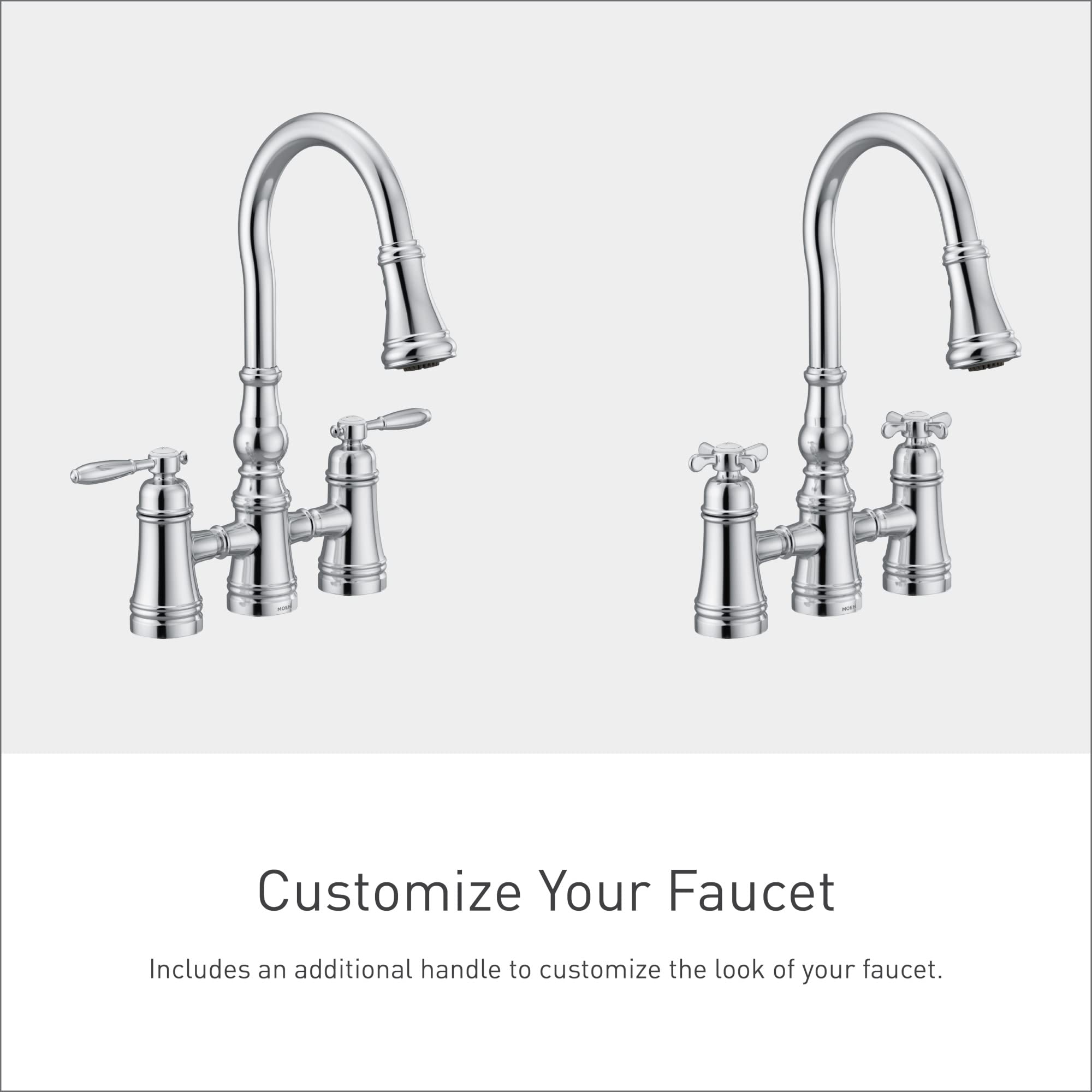 Moen Brushed Gold Weymouth Two Handle Pulldown Bridge Kitchen Faucet, S73204BG
