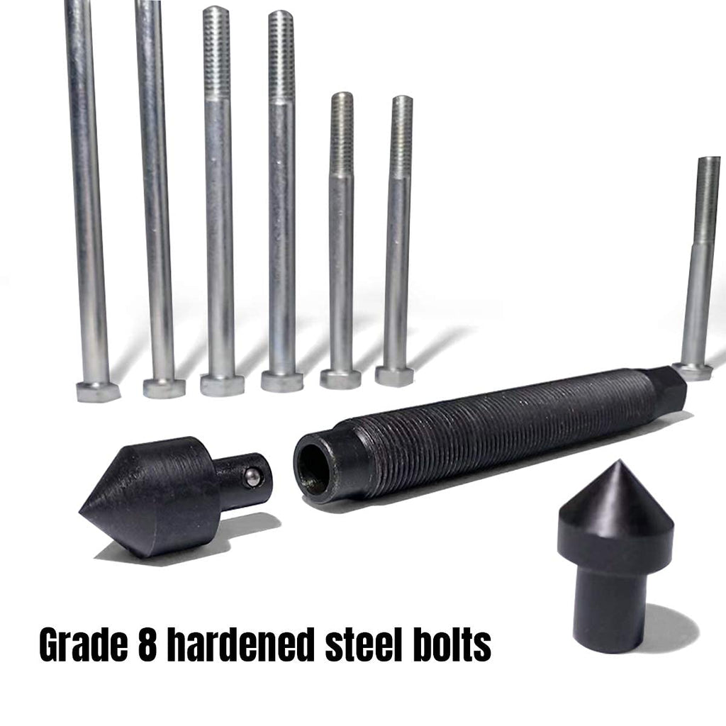 Thorstone 5pcs Harmonic Balancer Installer Set | 5pc Long Reach Crank Pulley Underdrive Pulley Damper Installation Tool Kit with 4 Adapters & Nut Bearing