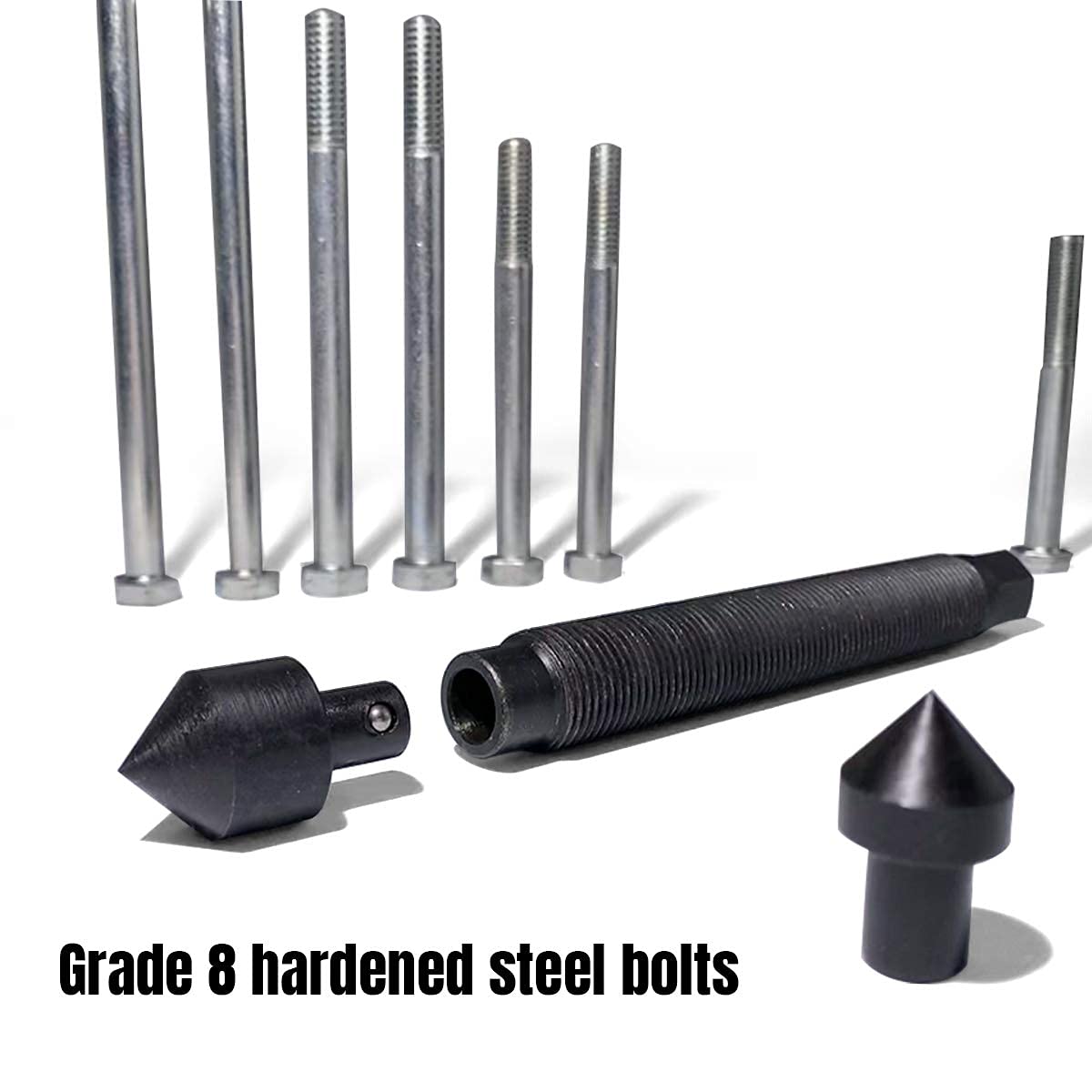 Thorstone 5pcs Harmonic Balancer Installer Set | 5pc Long Reach Crank Pulley Underdrive Pulley Damper Installation Tool Kit with 4 Adapters & Nut Bearing
