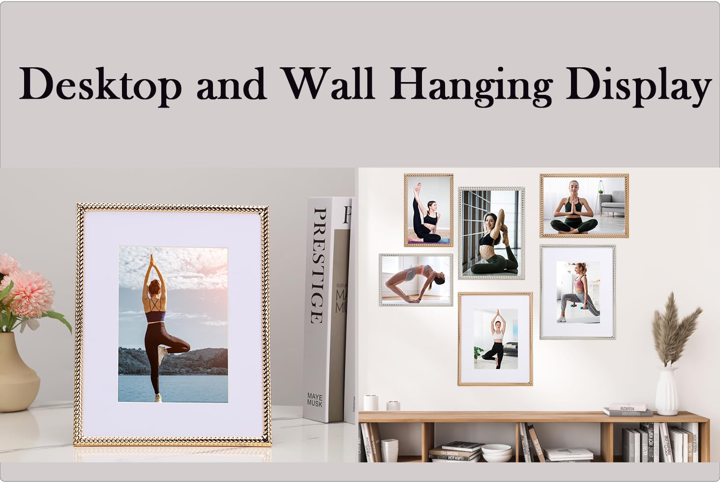 4x4 Gold Rope Design Metal Picture Frame With Mat for 3x3'', Premium Velvet Backing Real Glass Front Desktop & Wall Display Elegant Home Decor