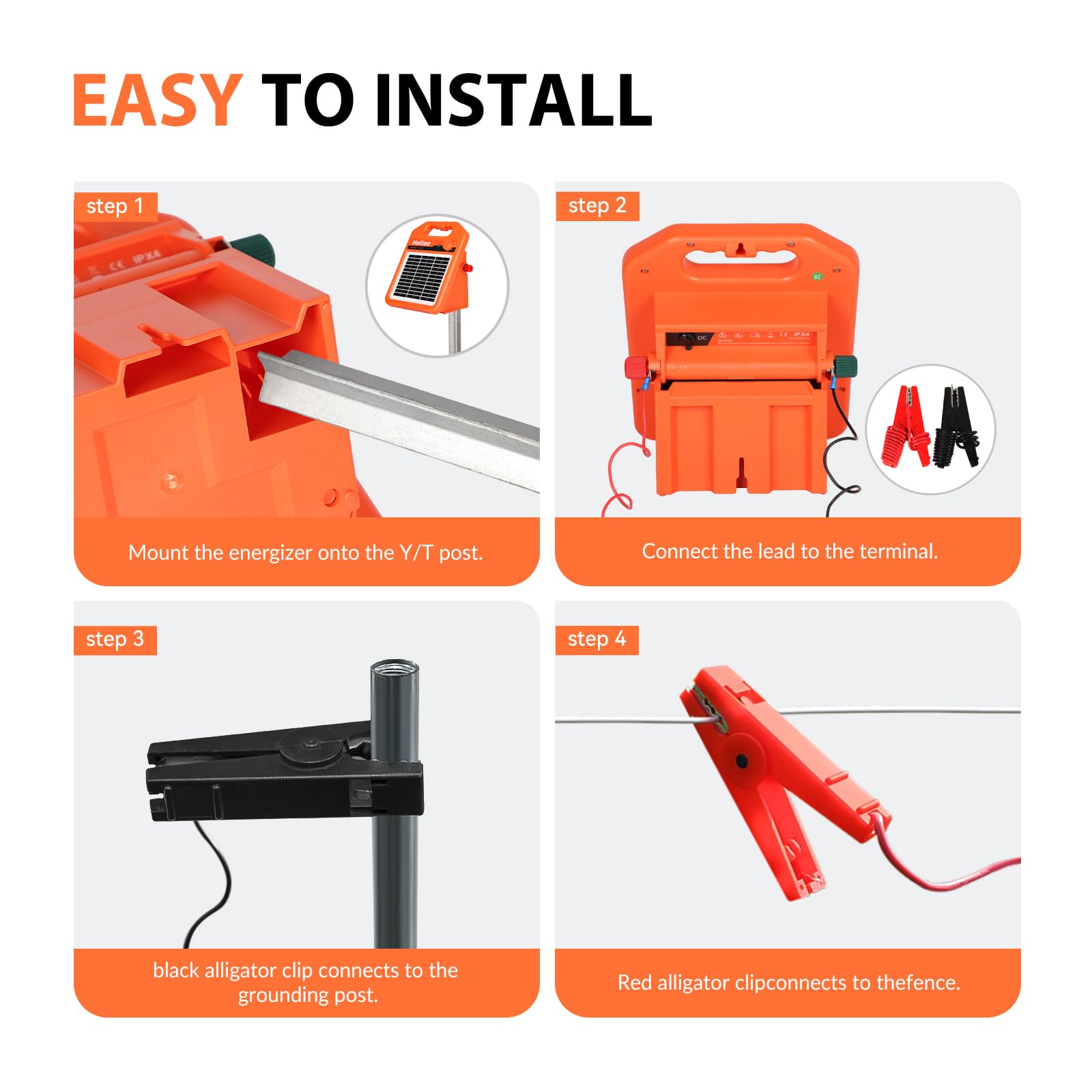 MINI160 2 Miles Solar Fence Charger, 0.16 Joule Solar Electric Fence Charger for Livestock, Pigs, Horses, Cattle Sheep, Solar Powered Electric Fence with Day or Night Mode, Easy Installation