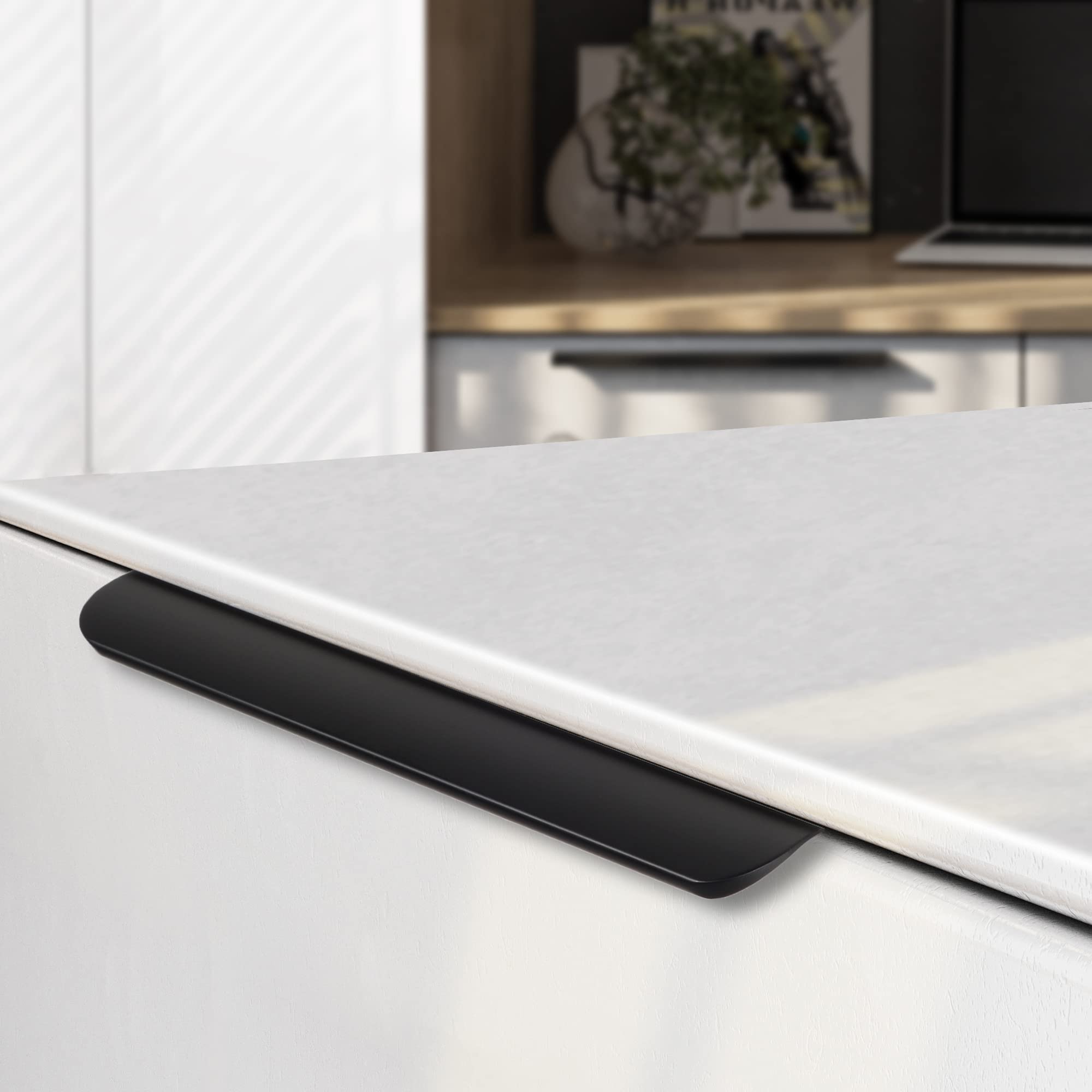 Satanga Edge Finger Pulls for cabinets Kitchen Concealed Drawer Pull Aluminum Hidden Back Mount Door Handle for Home Pack of 5 Modern White 3 Inch Overall Length Easy Installation