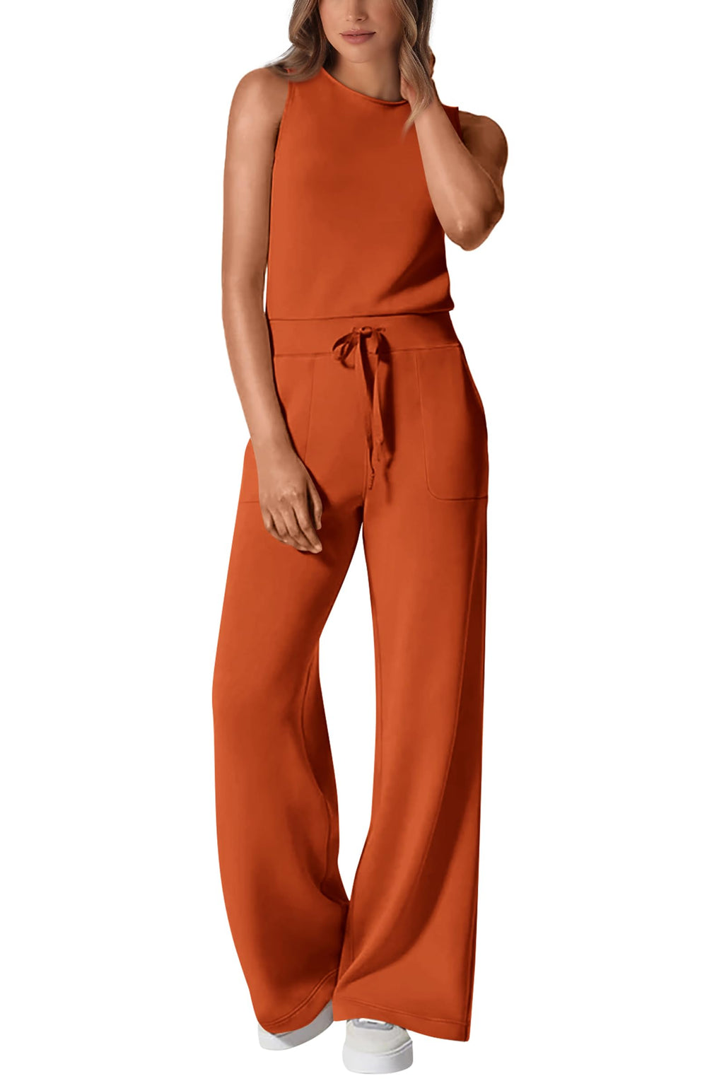 PRETTYGARDEN Jumpsuits for Women Casual 2026 Summer Sleeveless Wide Leg Pants Rompers One Piece Beach Vacation Spring Outfits