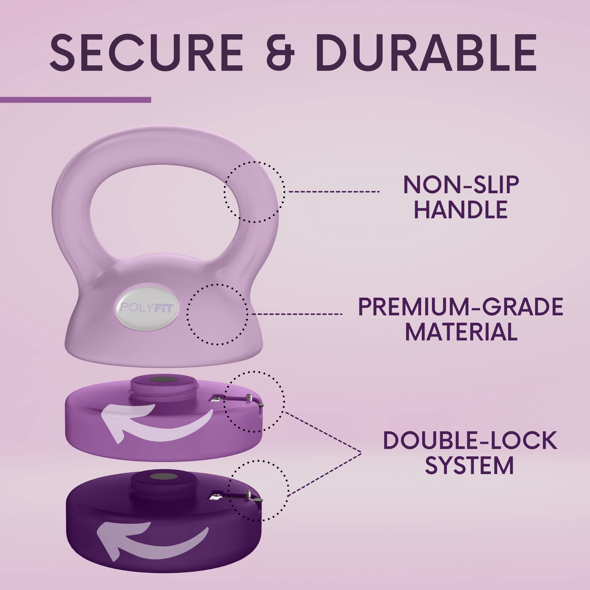Polyfit Adjustable Kettlebell | 5 lb - 12 lb | Kettlebells Weights Set for Home Gym | Kettle Bell Sets for Women at Home