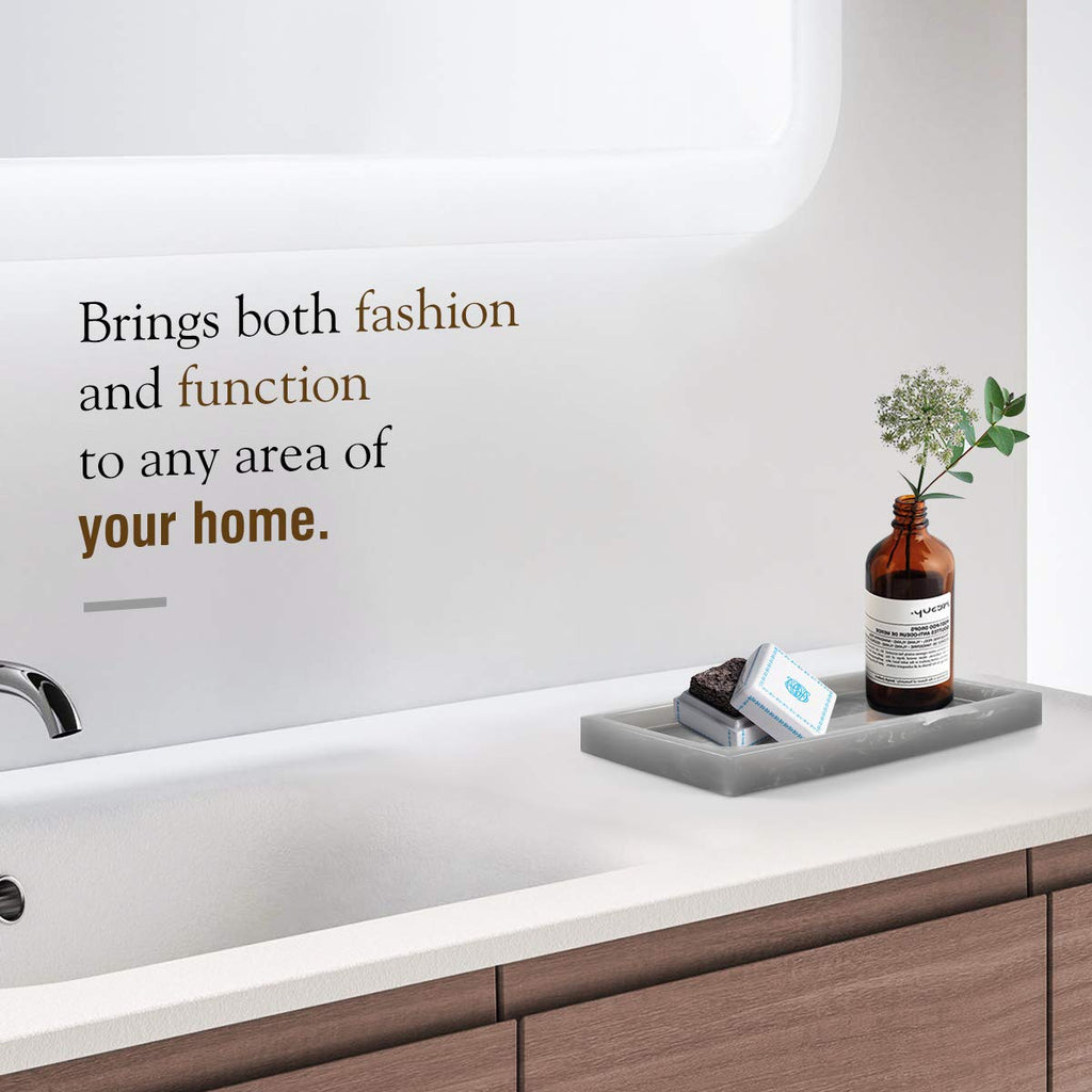 Luxspire Bathroom Vanity Tray, Resin Dresser Jewelry Ring Dish Tank Storage Kitchen Sink Countertop Organizer Plate Holder for Perfume Candles Soap Towel Plant Bathroom Accessories, M, Matte Black