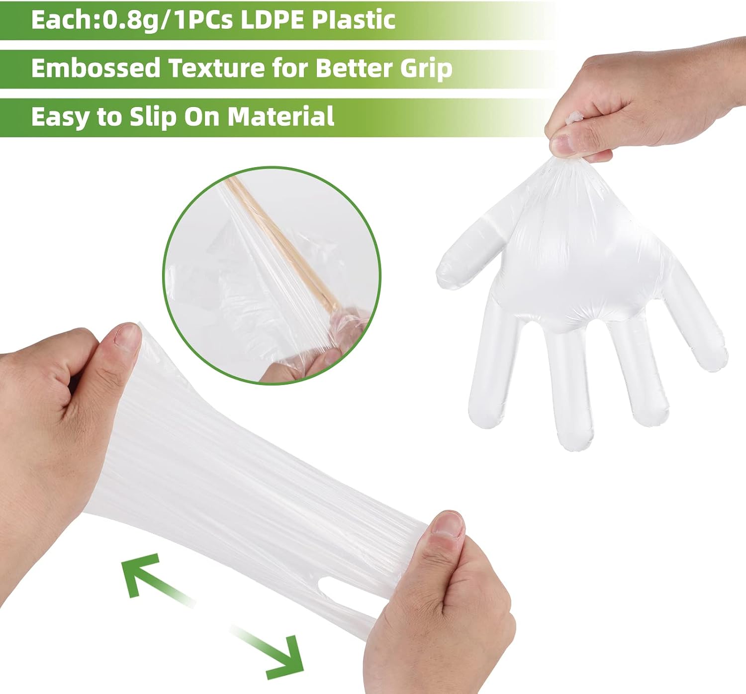 MoloTAR 500 Pieces Plastic Disposable Gloves,Disposable Gloves for Cleaning, [ One Size Fits Most ]