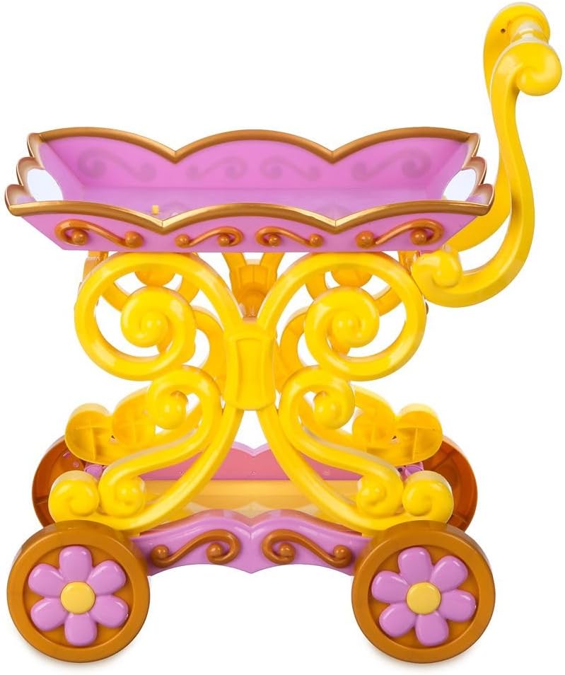 Disney Store Official Beauty and the Beast Tea Cart Set – Includes Lumiere, Mrs. Potts, Chip, Cake with Plate & Server – Disney Princess Toys, with Singing Lumiere & Bubbling Tea Effect