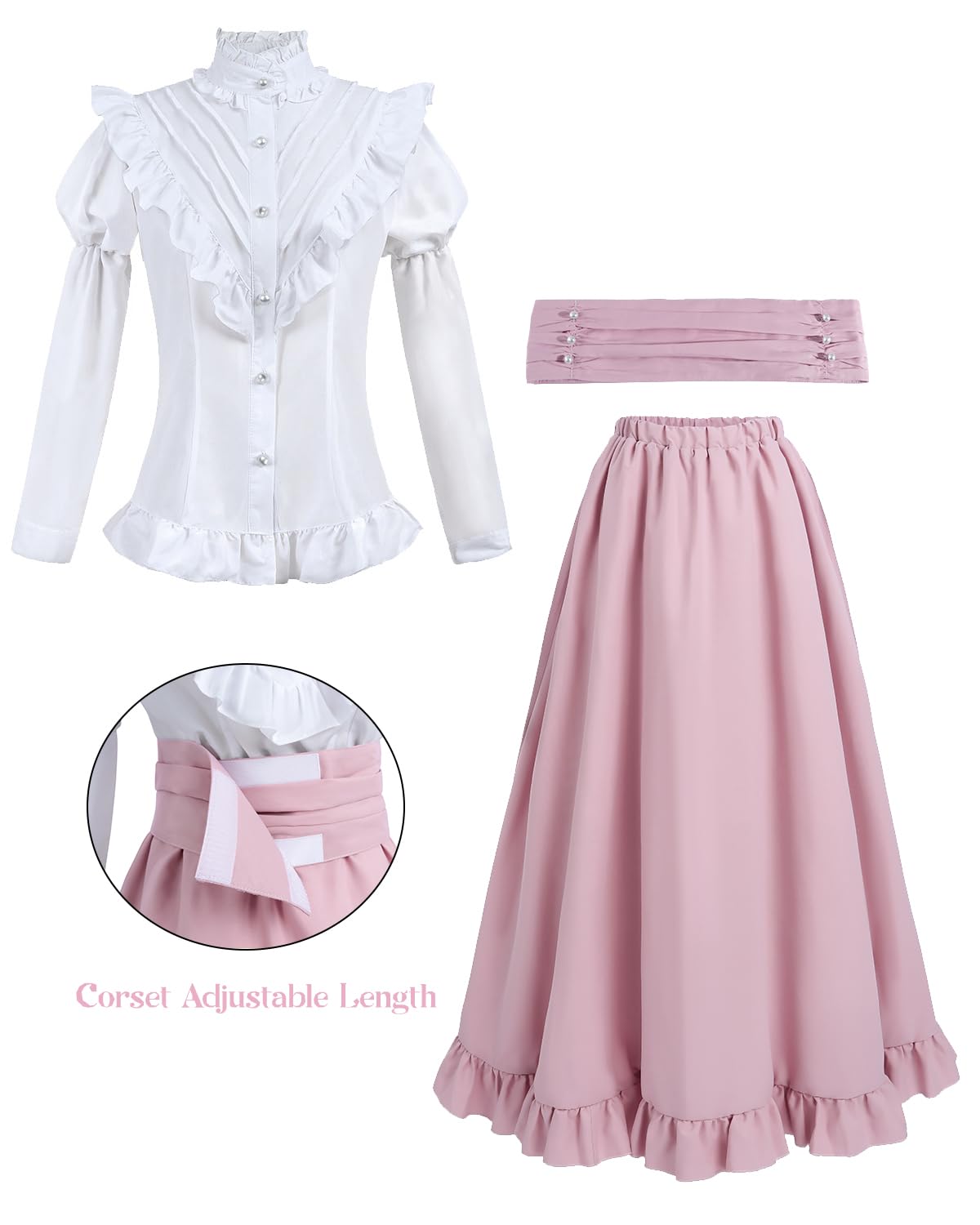Victorian Dress for Women 2-Pieces 1800s Edwardian Dress Ball Gown Renaissance Costume