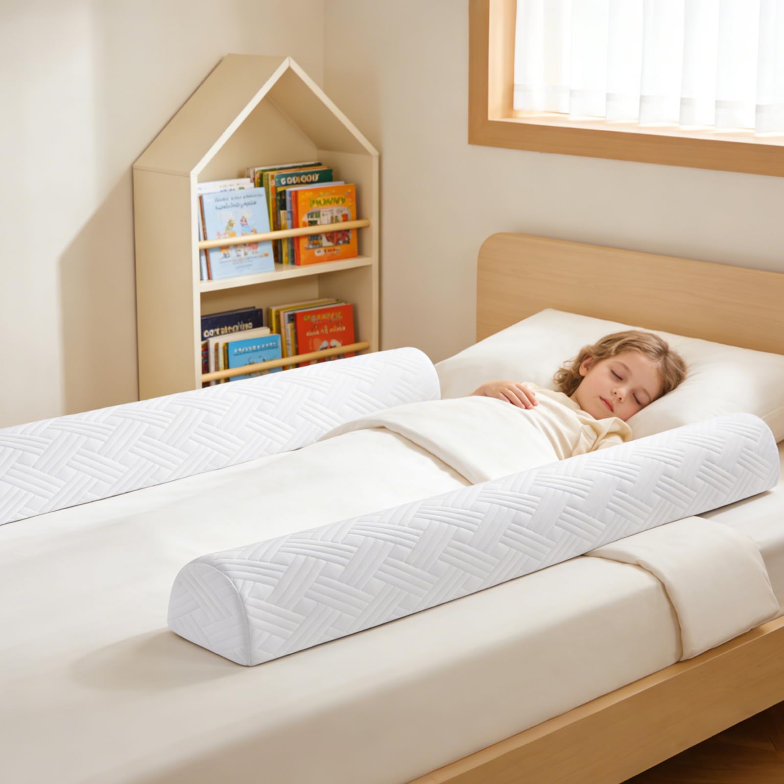 Ceekliybear 1-Pack Premium Foam Bed Bumpers for Toddler, Non-Slip Bed Rails for Toddlers for Twin, Queen, King Beds, Machine Washable Bumpers Cover for Easy Care（Size：52" x 7" x 5"）