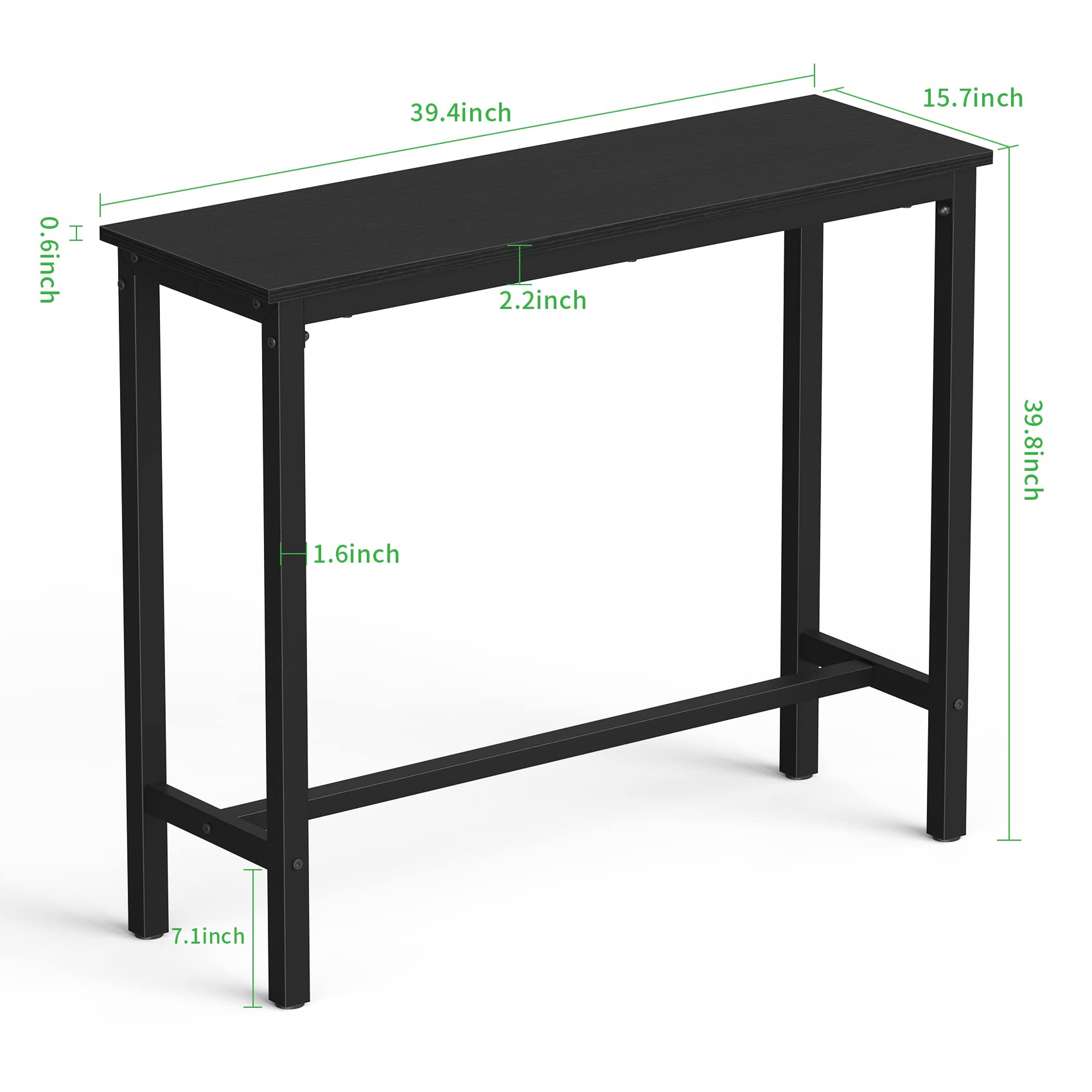Mr IRONSTONE Bar Table, 47" Pub High Top Table Rectangular Bar Height Table Sofa Console/Dining Coffee Table, for Narrow Space, Living Room, Vintage