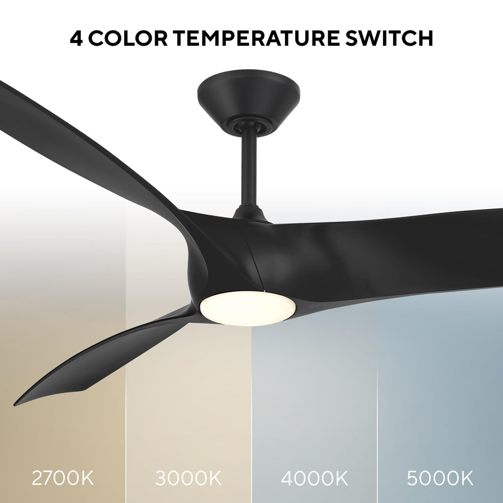 Modern Forms Zephyr Smart Indoor and Outdoor 3-Blade Ceiling Fan 52in Bronze/White Oak with Adjustable CCT 2700K-3000K-4000K-5000K LED Light Kit and Remote Control