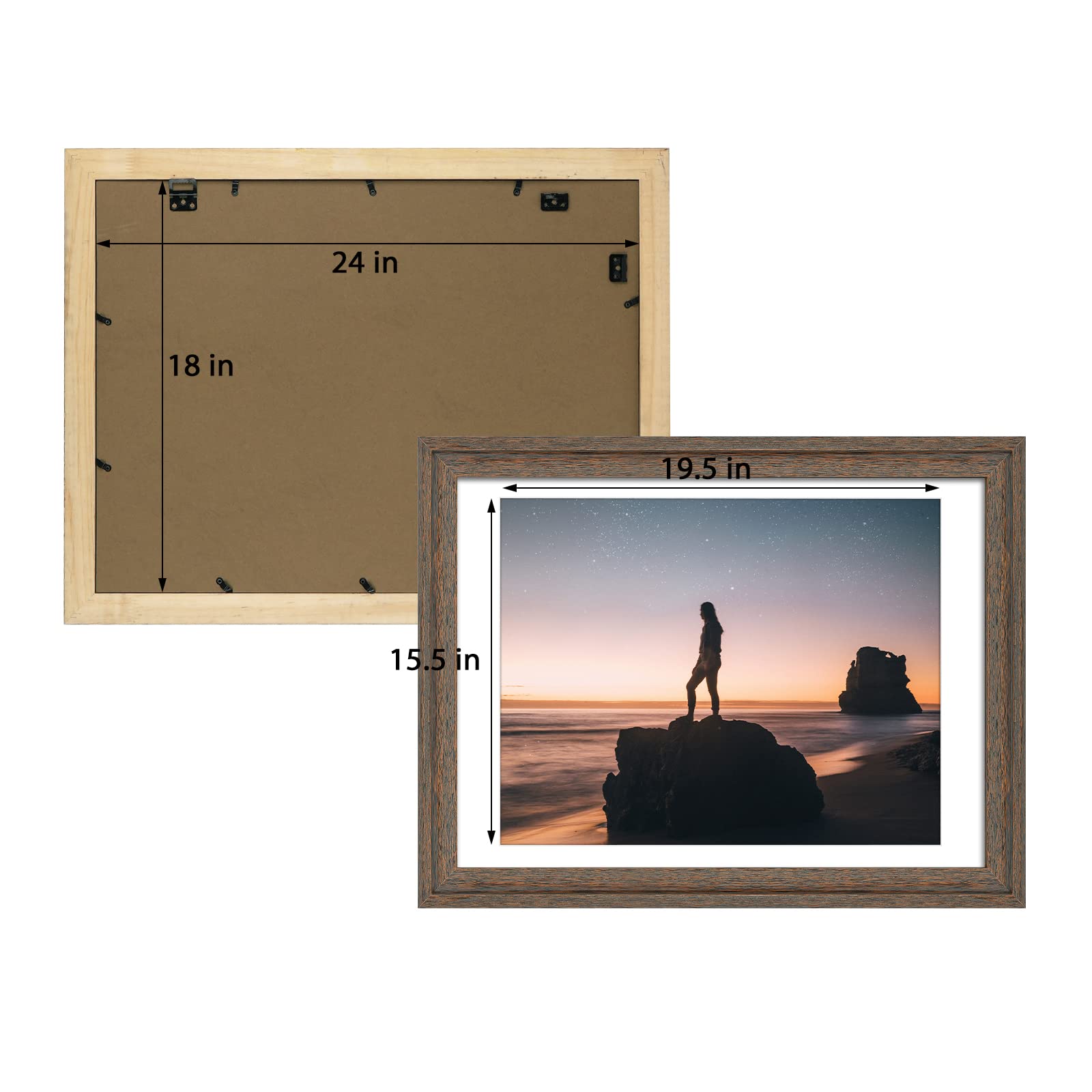 Golden State Art, 13x19 Picture Frame - Displays 11x17 Photo with Mat or 13x19 Without Mat, Wide Moulding Solid Wood Frame for Wall Display, Black