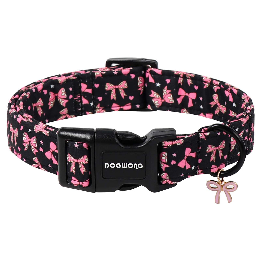 DOGWONG Cotton Dog Collar, Blue Plaid Heavy-Duty Dog Collar Durable Soft Boy Dog Collar Cute Wedding Puppy Necklace for Small Medium Large Dog