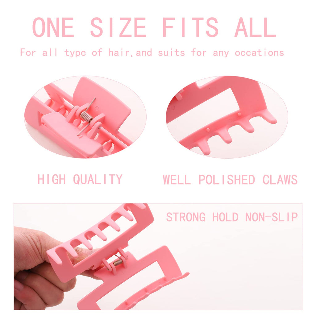 12 Pack Black Square Claw Clips, Big and Small Neutral Rectangle Hair Claw, Non-slip Matte Large Hair Clips for Women,Strong Hold jaw clip for Thick Thin Hair