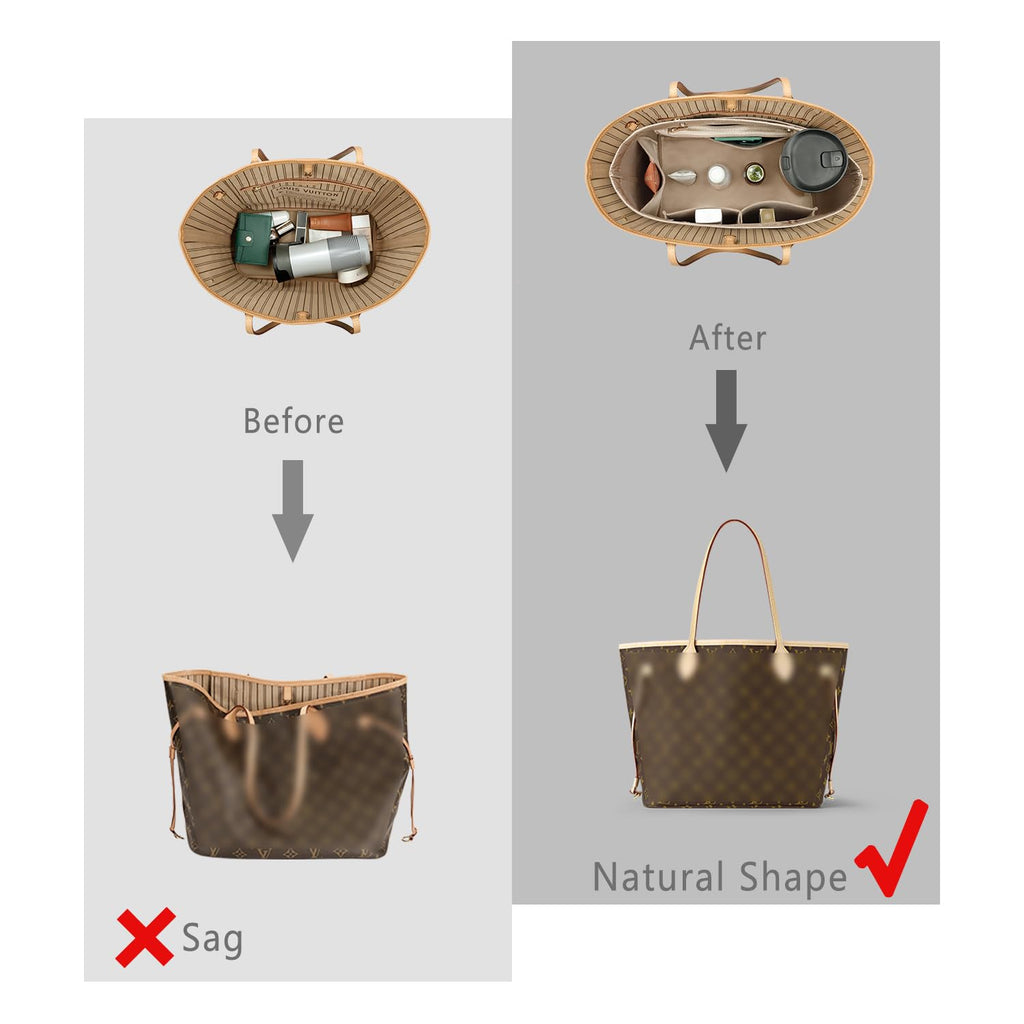 ZTUJO Purse Organizer Insert For Handbag & Tote Shaper,Tote Bag Organizer Insert For Speedy Neverful, 6 Sizes(Small, Silky Brown)