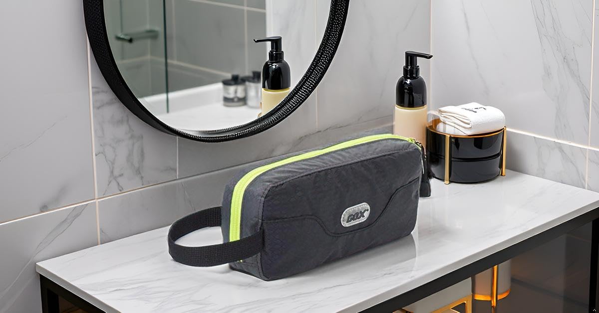 GOX Travel Small Toiletry Bag for Men Nylon Dopp Kit Medicine Bag Travel Organizer Pouch Shave Kits for Teens Toiletry Essentials Bathroom Compact (Black, 7.9 * 3.7 * 2 Inches)