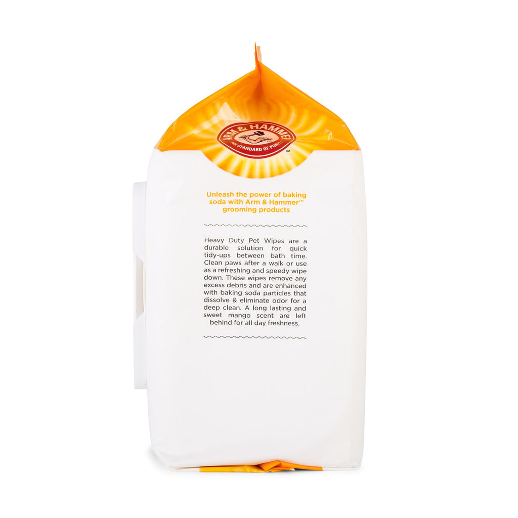 Arm and Hammer for Pets Heavy Duty Multipurpose Dog Bath Wipes, Mango Scent, Travel Size - All Purpose Wipes That Remove Odor and Refresh Dog Coat Between Baths, 30 Count