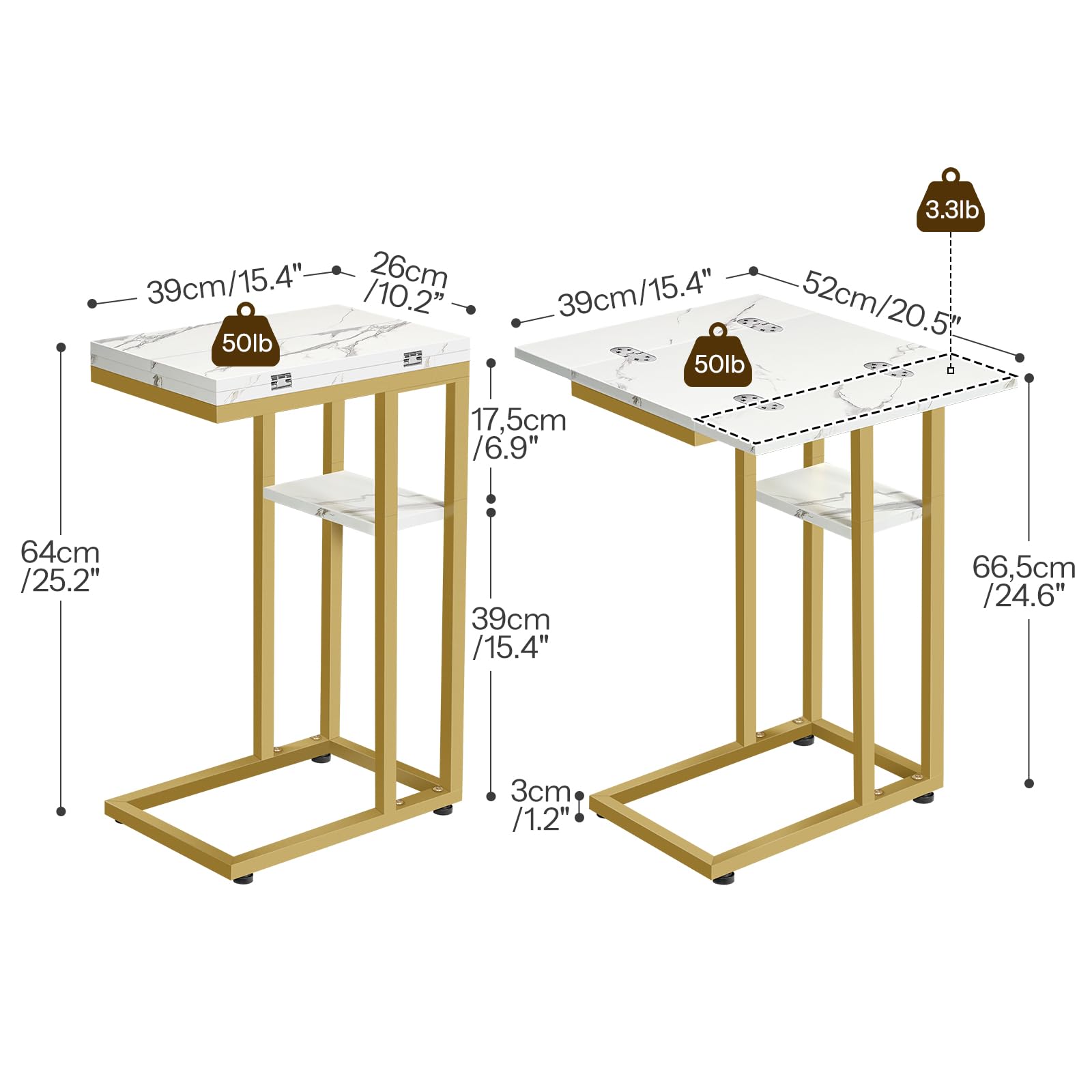 HOOBRO Foldable C Shaped End Table, C Shaped Side Table with Storage Shelf, Small Snack Table, Slide Under Couch Table for Sofa, Living Room Bedroom Small Spaces Easy Assembly, Black BK29SF01