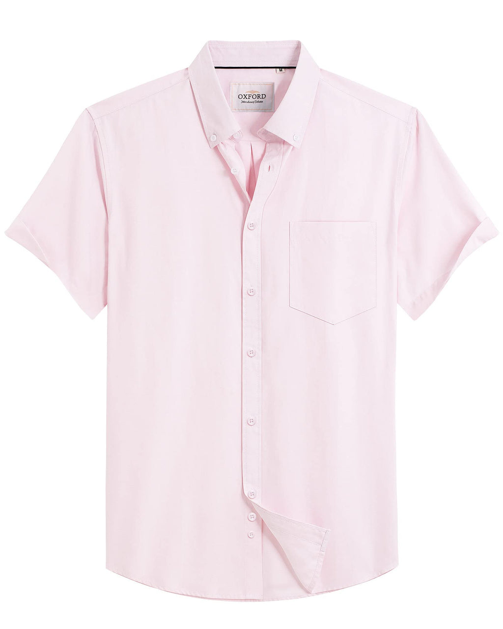 Alimens & Gentle Men's Short Sleeve Oxford Shirt Regular Fit Button Down Collar Shirts with Pocket