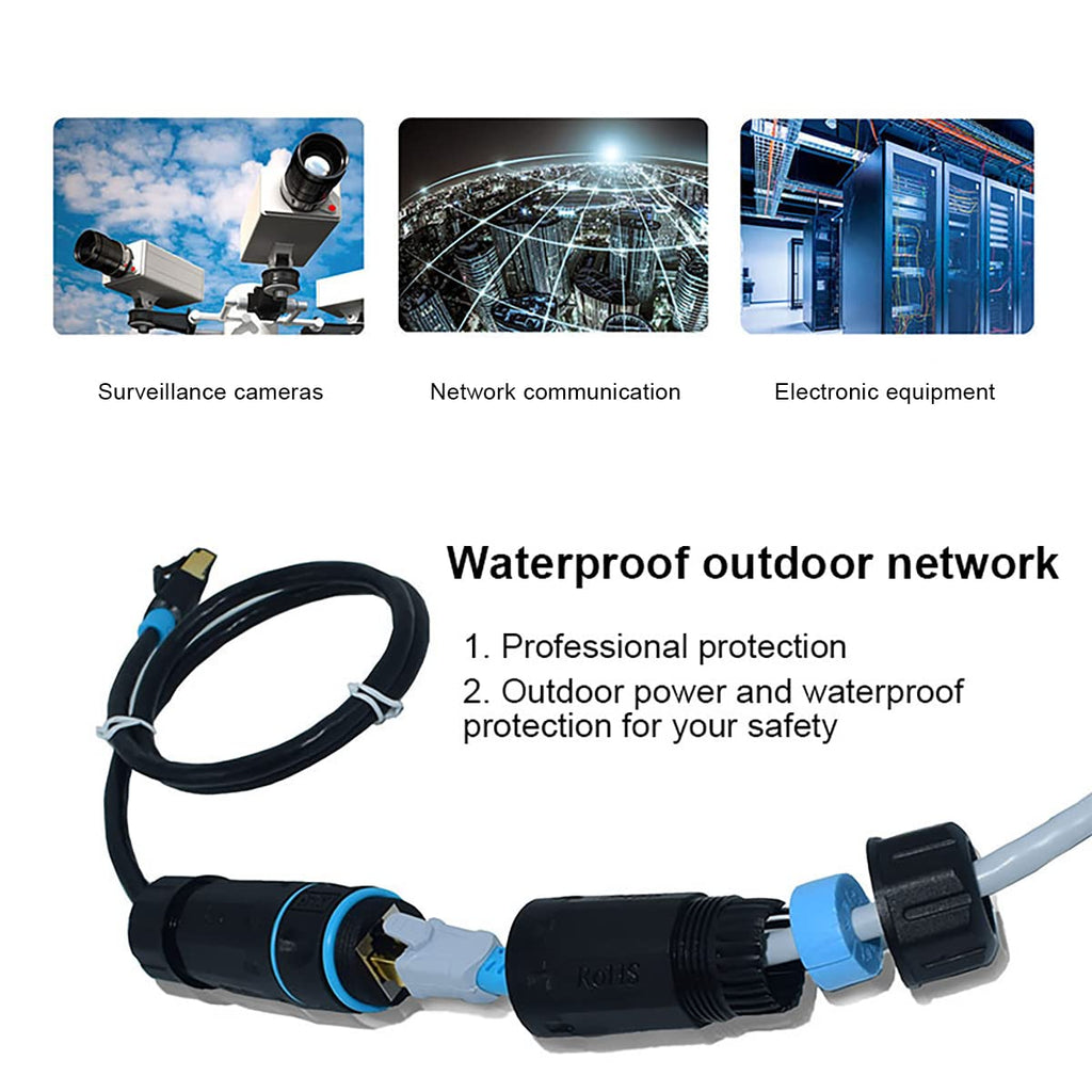 ZUZONG IP68 Waterproof RJ45 Coupler Splitter, Waterproof Ethernet Coupler 1 in 2 Out Splitter IP68 Ethernet Outdoor LAN Cable Connector for Cat5/Cat5e/Cat6/Cat7/Cat8 Ethernet Cable (1 Pair Female)
