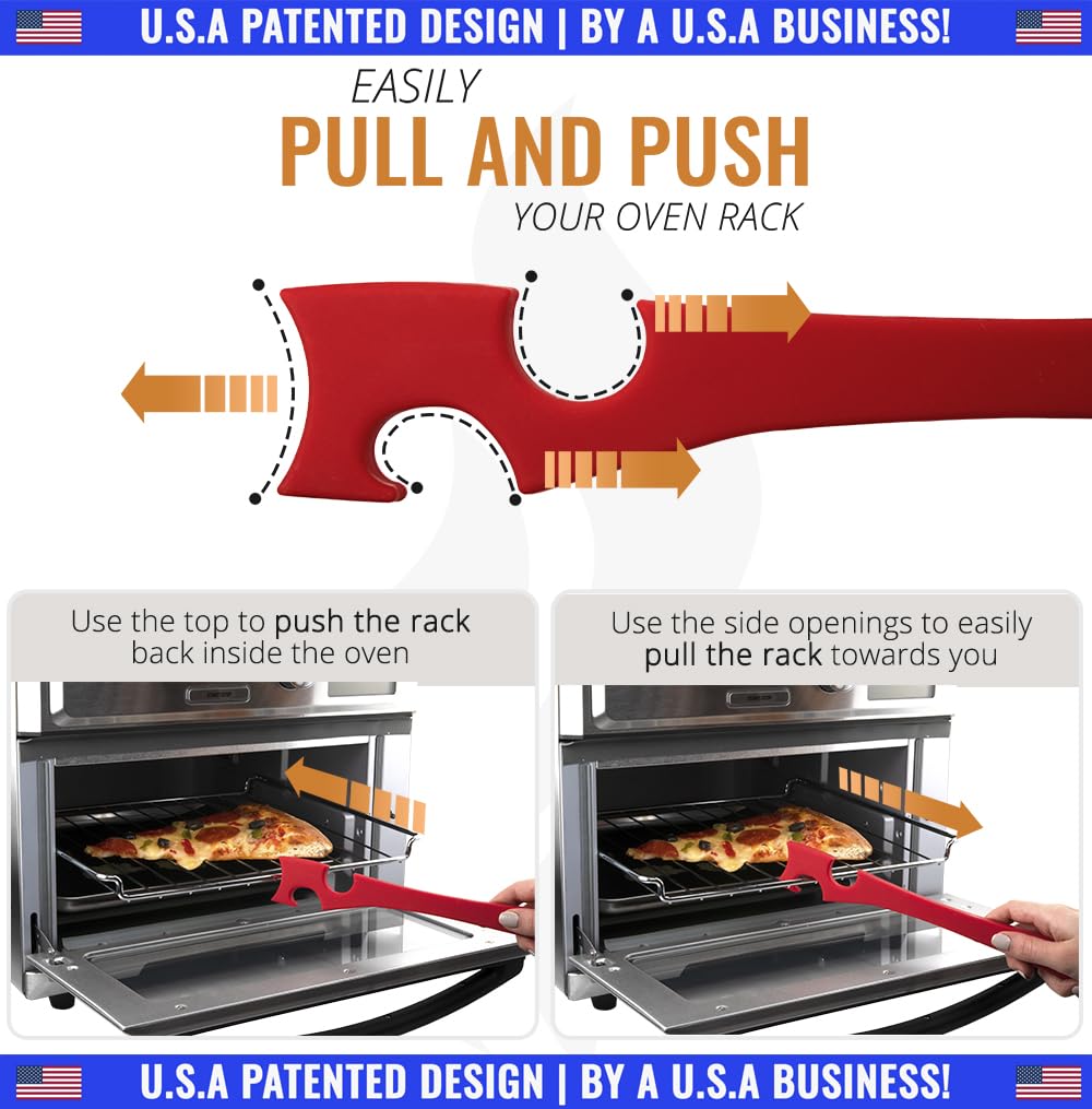Wooden Oven Rack Puller Stick, Push Pull Tool with Longer Handle Ideal for Kitchen Oven, Convection and Toaster Ovens, Air Fryer and Small Kitchen Appliances by INFRAOVENS