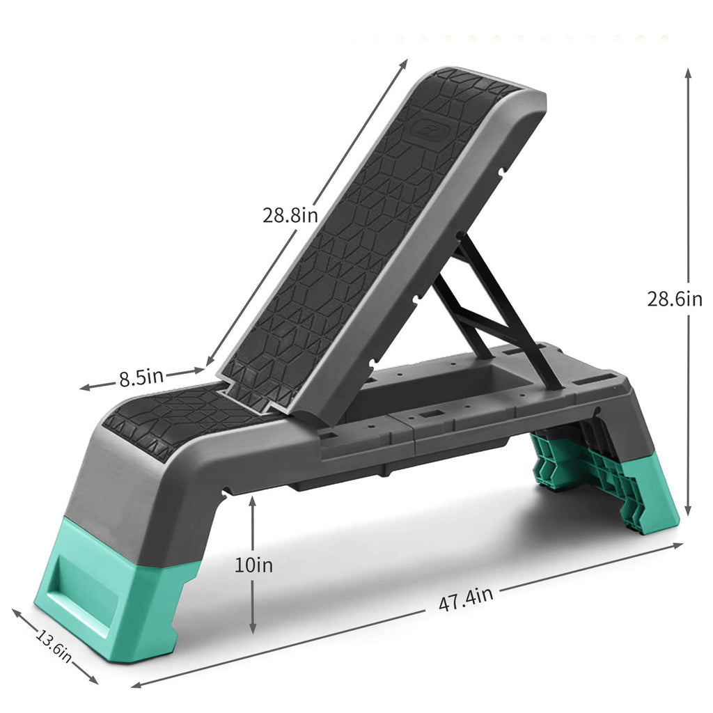 leikefitness Exercise Step Platform, Multifunctional Aerobic Deck with Cord and Adjustable Dumbbell & Weight Bench, Fitness Equipment for Workout Home Gym