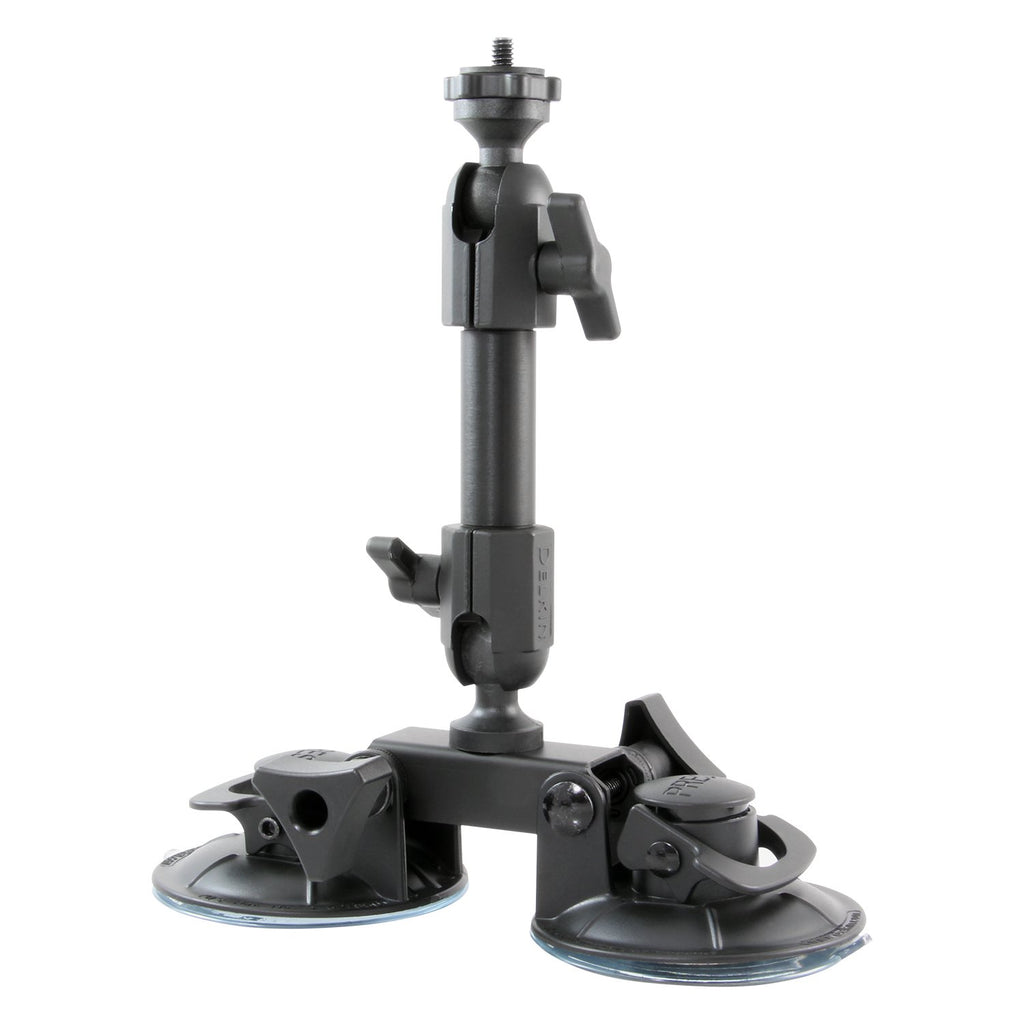Delkin Devices Fat Gecko Mini Suction Camera Mount - Powerful Suction Cup Camera Mount for Car, Motorcycle, Desk, Window | Secure and Adjustable Action Camera Holder for Video Recording