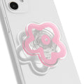 OnTheGrip Cute Transparent Daisy Flower Shape Design Mobile Phone Grip Multi Functional Collapsible Stand Holder for Smartphone Tablet Cell Phone Accessory (Black)