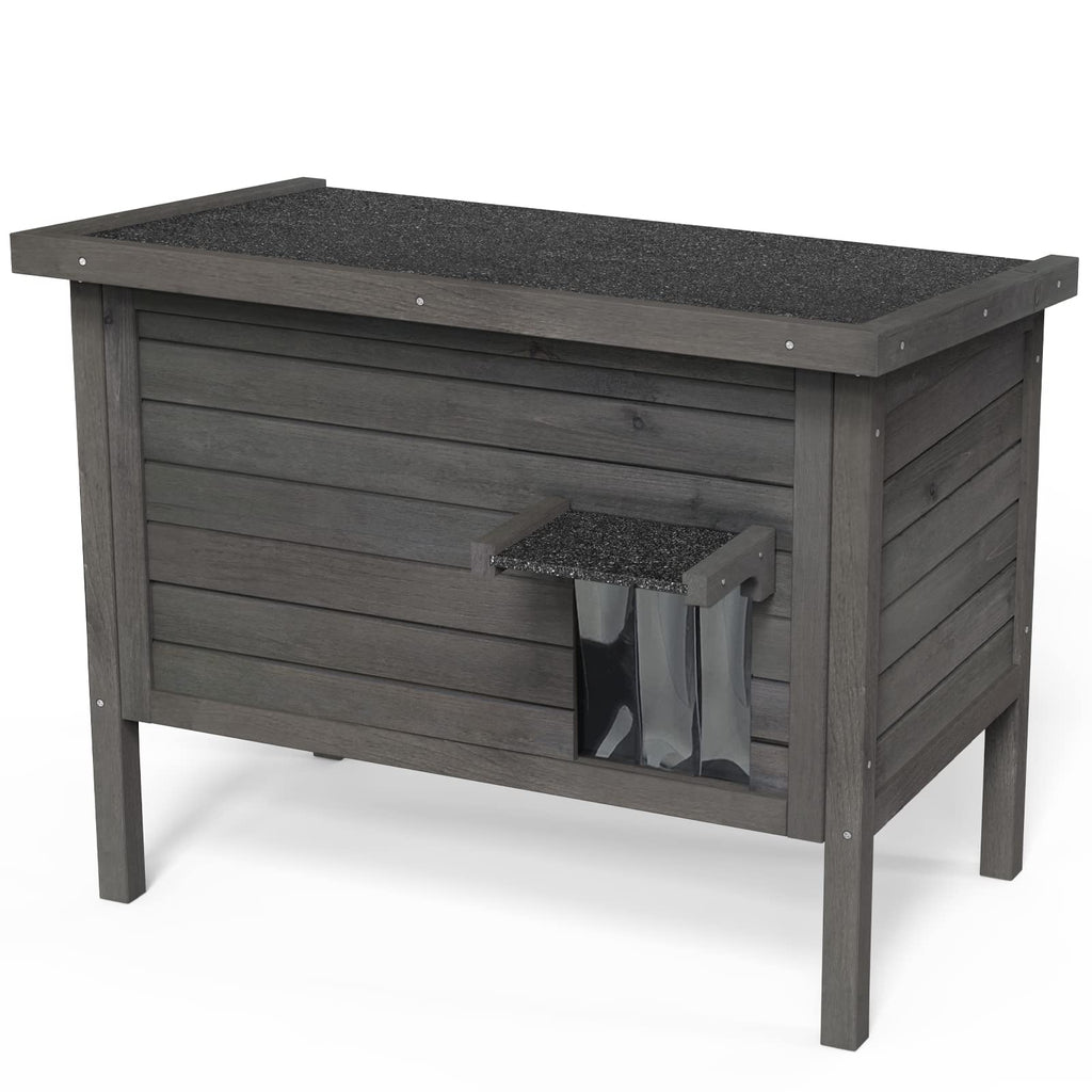 GDLF Outdoor Cat House Feral Cat Enclosure 100% Insulated All-Round Foam Weatherproof Solid Wood Large Size for Multiple Felines 34.5" L*21.5" W*27.2" H