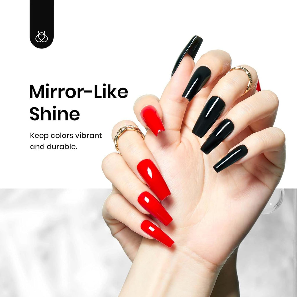 Beetles 2Pcs 15ml Gel Base and Top Coat Set - Upgrade No Wipe Extra Glossy Top Coat Finish for Gel Nail Polish, Soak Off UV/LED Lamp Needed, Essentials for Long-Lasting Manicure Kit